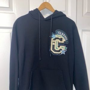 Black Pullover Hoodie Y2K Embroidered